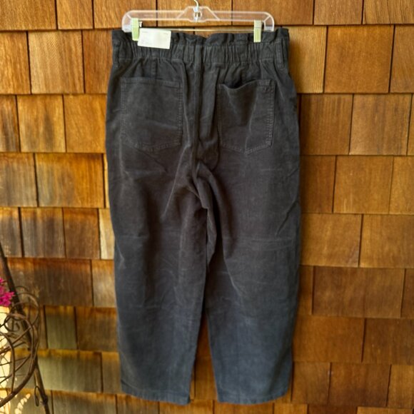 NWT American Eagle Charcoal Grey Stretch Corduroy Barrel Leg Pants in Women's 14 - Picture 5 of 10